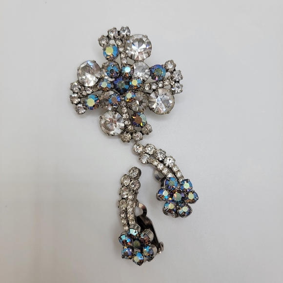 Vintage D&E Juliana Demi Parure Brooch and Earrings RARE - Picture 2 of 9